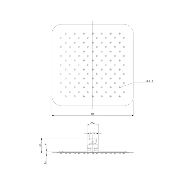 Palarie de dus patrata Omnires Ultra Slimline 250x250 mm [2]
