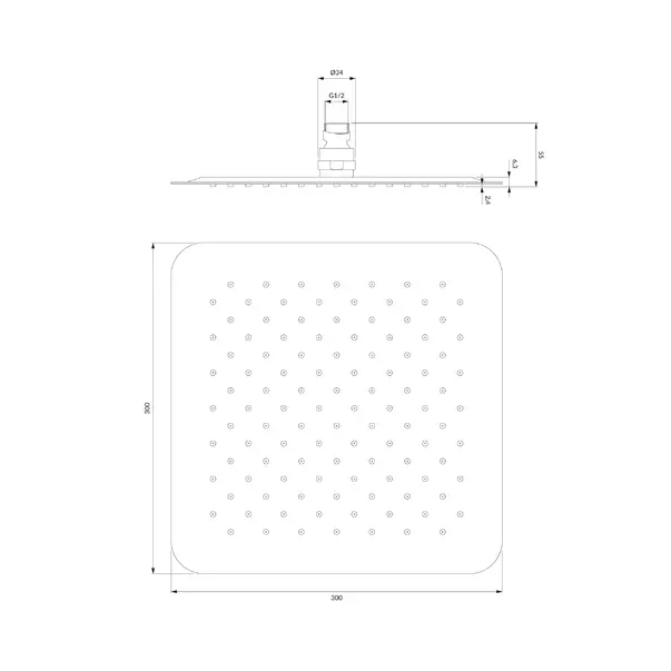 Palarie de dus patrata Omnires Ultra Slimline 300x300 mm [2]