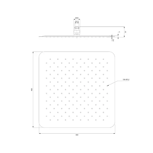 Palarie de dus patrata Omnires Ultra Slimline 400x400 mm [2]