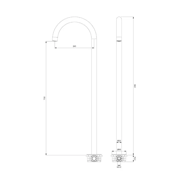 Pipa cada freestanding Omnires Y finisaj cupru periat [3]