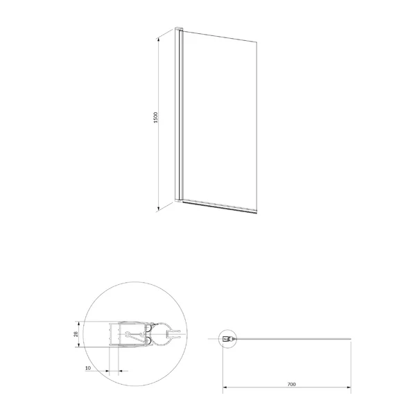 Paravan de cada Omnires Kingston negru mat/transparent 70x150 cm [2]