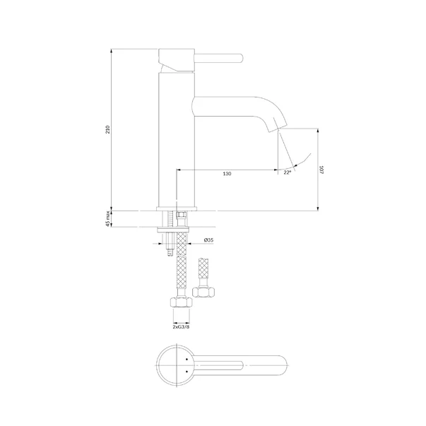 Baterie lavoar Omnires Y monocomanda lungime robinet 14 cm [4]