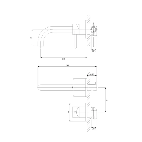 Baterie lavoar incastrata Omnires Y 20.5 cm cu corp ingropat [4]