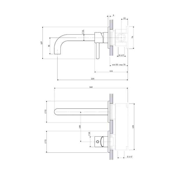 Baterie lavoar incastrata Omnires Y monocomanda finisaj auriu periat fara corp ingropat [3]