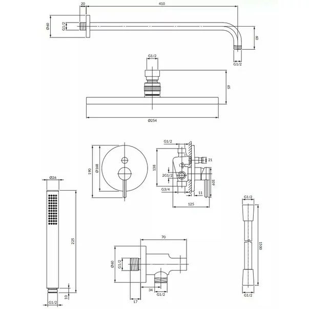 Baterie cada monocomanda alama periata Omnires Y cu set de dus [2]