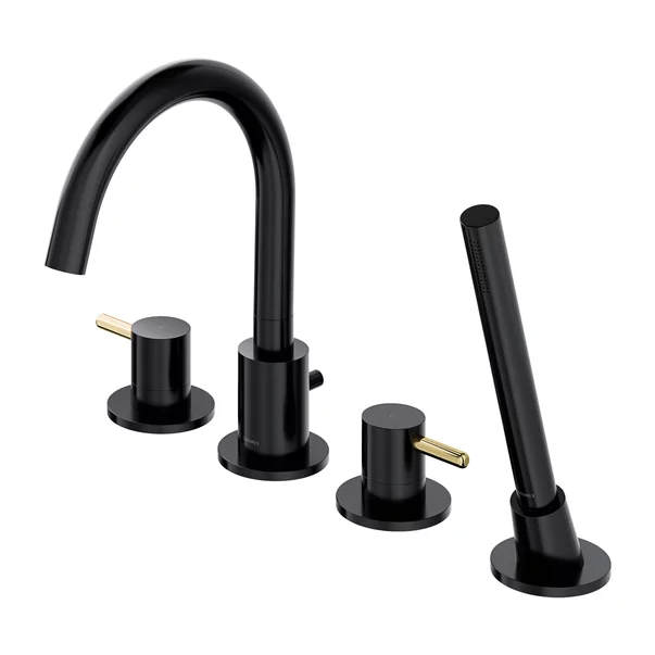 Baterie cada - dus Omnires Y 4 orificii negru - auriu cu set de dus [1]