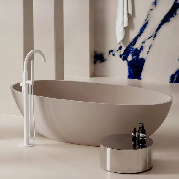 Baterii baie - Baterie cada-dus freestanding Omnires Y monocomanda finisaj alb mat