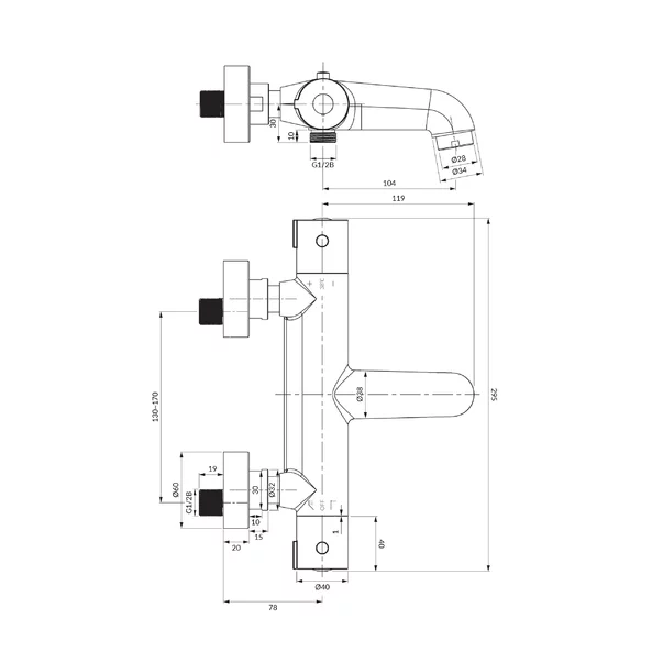 Baterie pentru cada cu termostat Omnires Y [2]