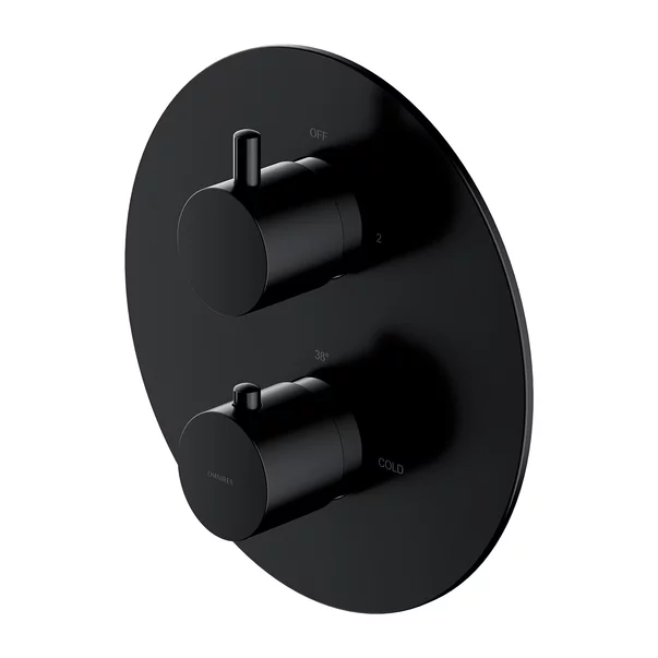 Baterii cada - Baterie cada - dus incastrata Omnires Y termostatata negru mat fara corp ingropat