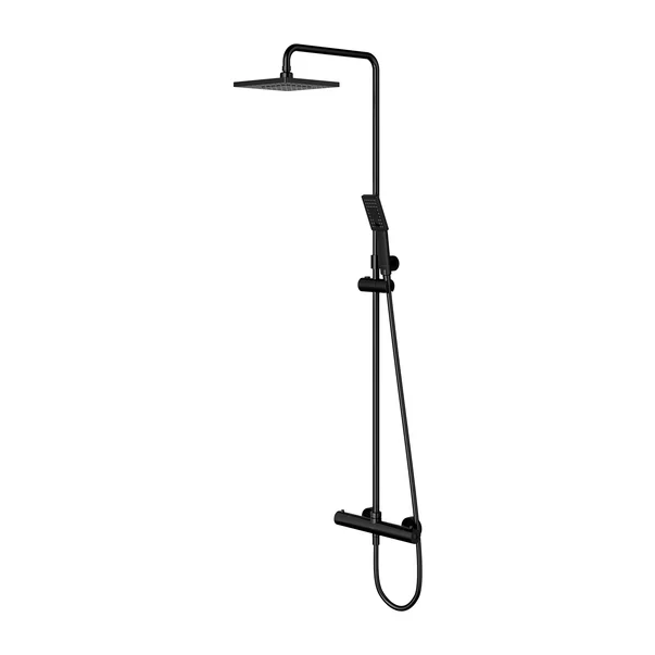 Coloana de dus cu baterie termostatata negru mat Omnires Y cu palarie de dus patrata [1]