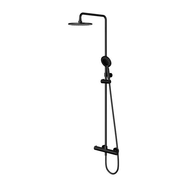 Coloana de dus cu baterie termostatata negru mat Omnires Y cu palarie de dus rotunda [1]