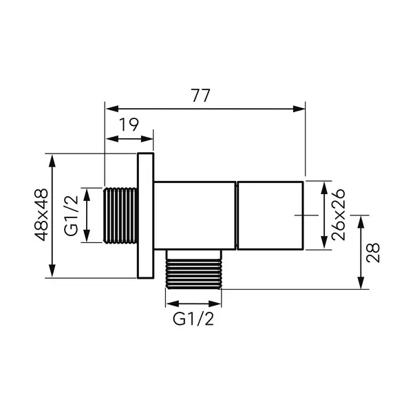 Robinet coltar Ferro 1/2”x1/2” dreptunghiular cu finisaj negru mat [2]
