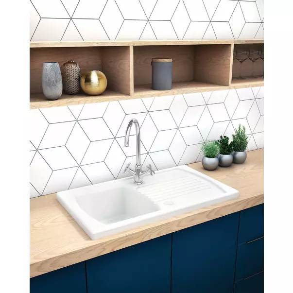 Chiuveta ceramica Deante Lusitano 1 cuva cu picurator 50x86 cm alb [4]