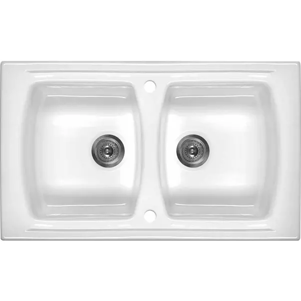 Bucatarie - Chiuveta ceramica Deante Lusitano 2 cuve 50x86 cm alb