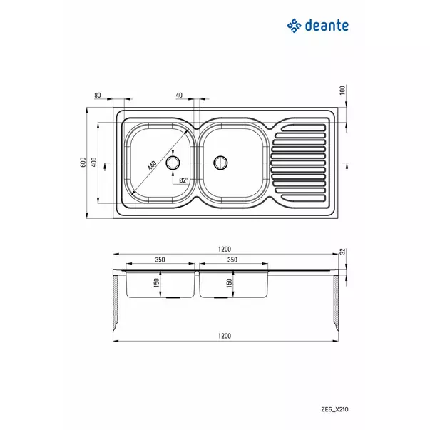 Chiuveta dubla Deante Tango inox satinat 120x60 cm [2]