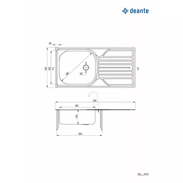 Chiuveta Deante Legato inox satinat 76x44 cm [2]