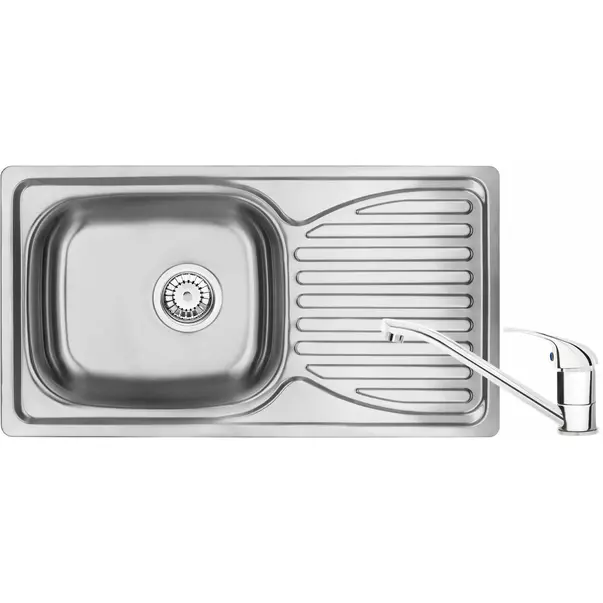 Set chiuveta bucatarie si baterie Deante Doppio finisaj inox-satin 78x43 cm [1]