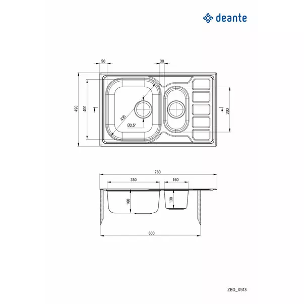 Chiuveta Deante Soul inox satinat 2 cuve 78x49 cm [2]