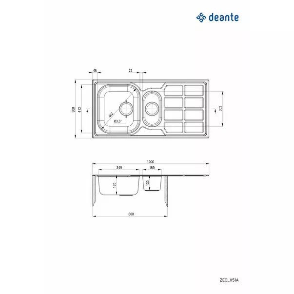 Chiuveta Deante Soul inox 2 cuve 100x50 cm [2]
