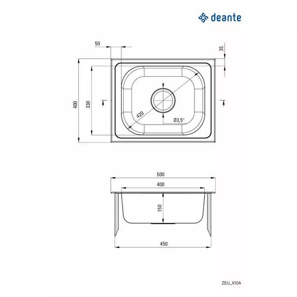 Chiuveta Deante Techno inox satinat 50x40 cm [2]