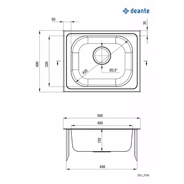 Chiuveta Deante Techno inox 50x40 cm [2]