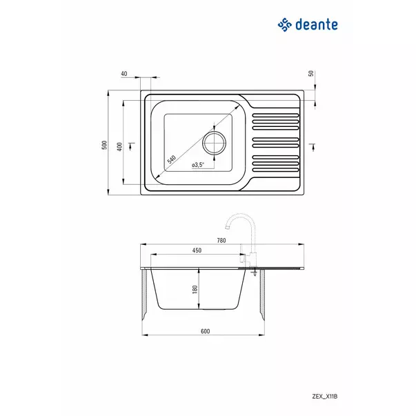 Chiuveta Deante Xylo inox 78x50 cm [2]