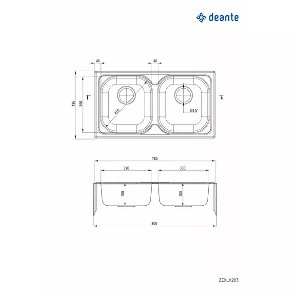 Chiuveta dubla Deante Xylo inox 78x44 cm [2]