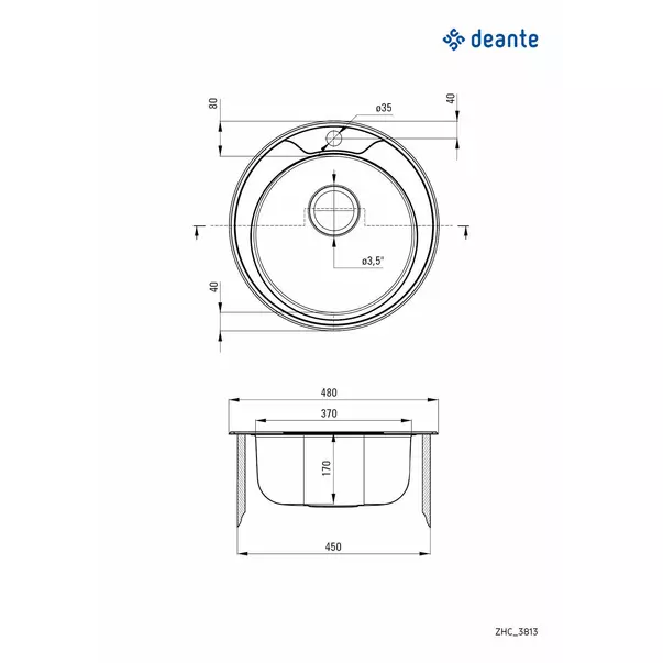 Chiuveta Deante Twist inox cu diametrul 48 cm [2]