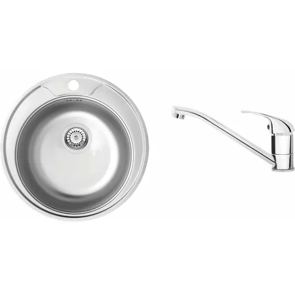 Set chiuveta bucatarie si baterie Deante Twist finisaj inox-satin 49cm [1]