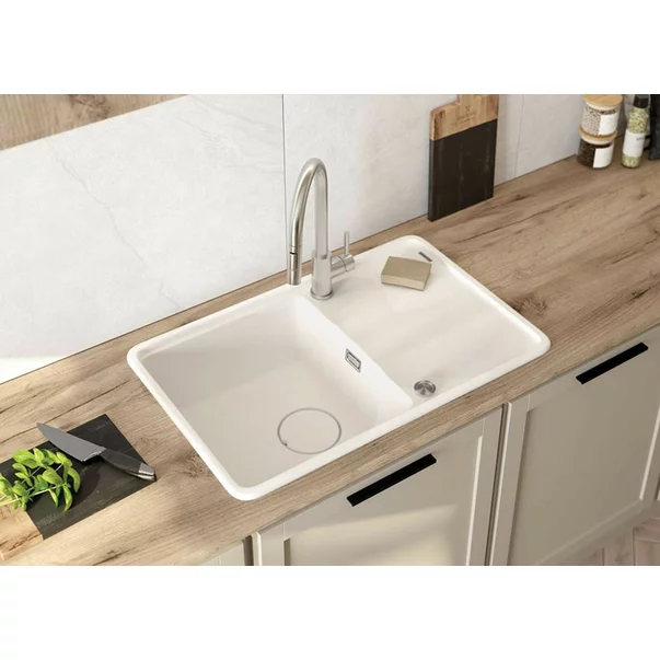 Chiuveta granit incastrata Deante Momi alb 67x44 cm [2]