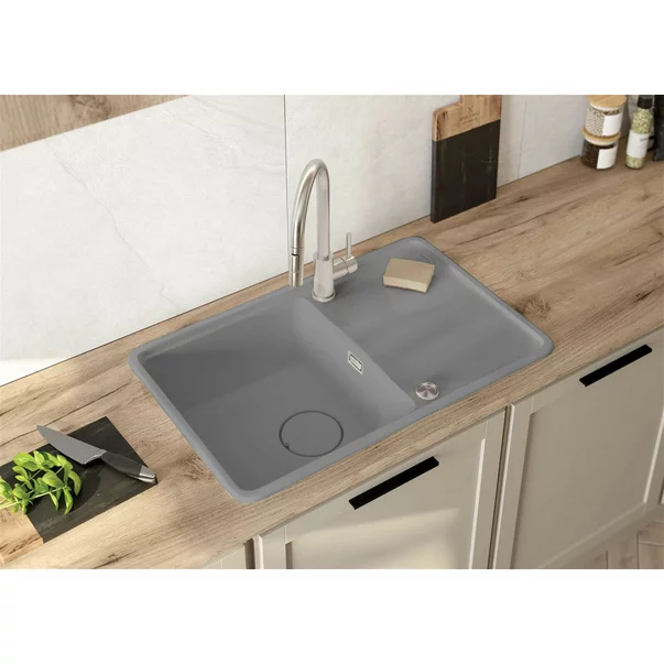 Chiuveta granit incastrata Deante Momi gri metalic 78x50 cm [2]