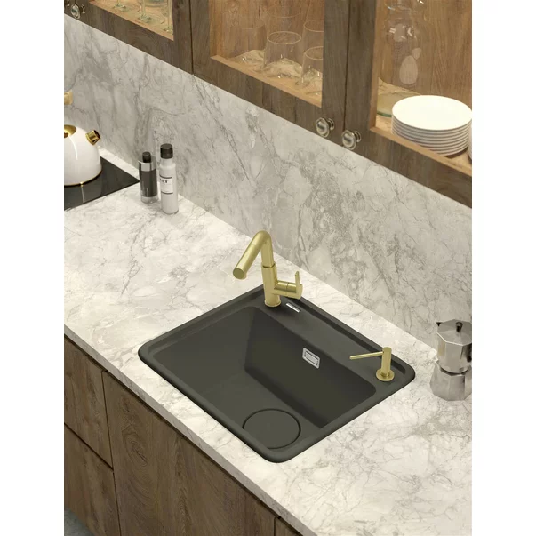 Chiuveta granit incastrata Deante Momi antracit metalic 44x50 cm [2]