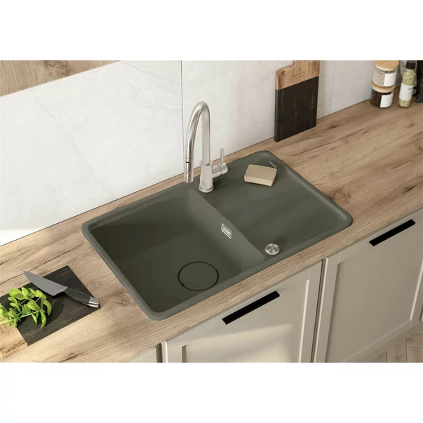 Chiuveta granit incastrata Deante Momi antracit metalic 78x50 cm [2]