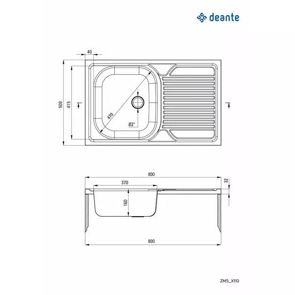 Chiuveta Deante Tango inox satinat cu cuva reversibila 80x50 cm [2]