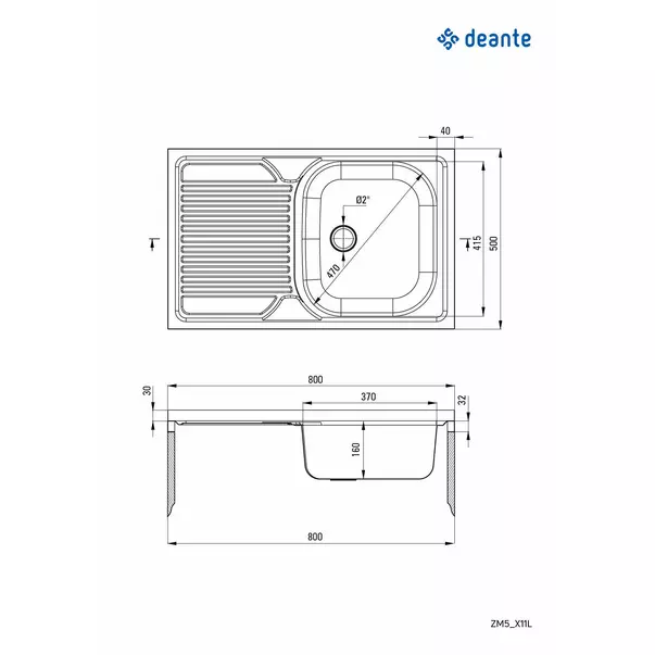 Chiuveta Deante Tango inox cu cuva orientata pe dreapta 80x50 cm [2]