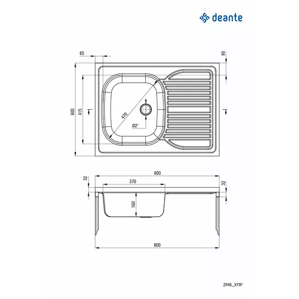 Chiuveta Deante Tango inox satinat cu cuva orientata pe stanga 80x60 cm [2]
