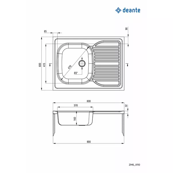 Chiuveta Deante Tango inox cu cuva reversibila 80x60 cm [2]