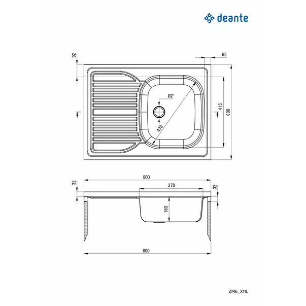 Chiuveta Deante Tango inox cu cuva orientata pe dreapta 80x60 cm [2]