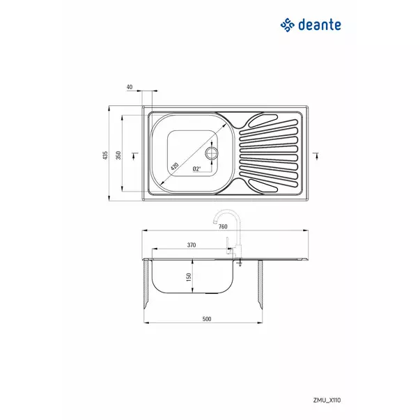 Chiuveta Deante Techno inox satinat 76x44 cm [2]