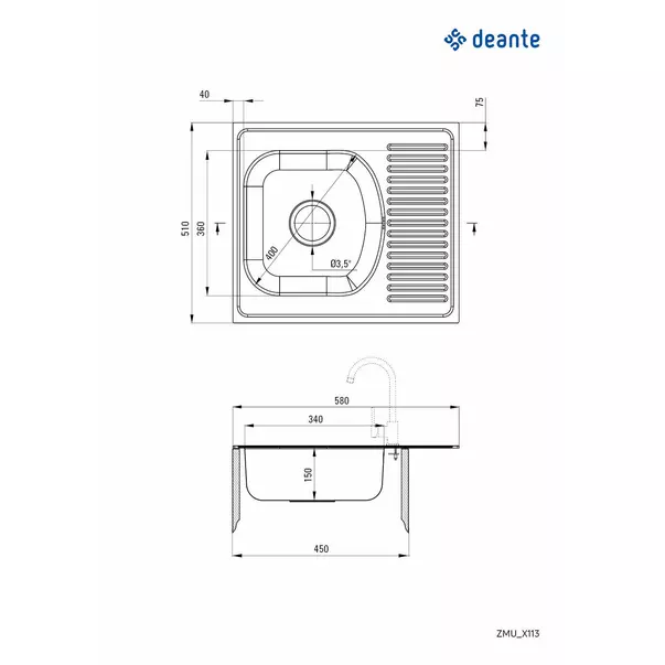 Chiuveta Deante Techno inox satinat 58x51 cm [2]