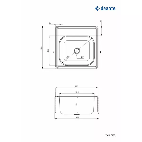 Chiuveta Deante Techno inox 38x38 cm [2]