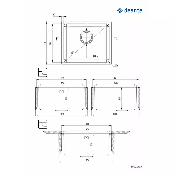 Chiuveta Deante Egeria inox satinat 44x38 cm [2]