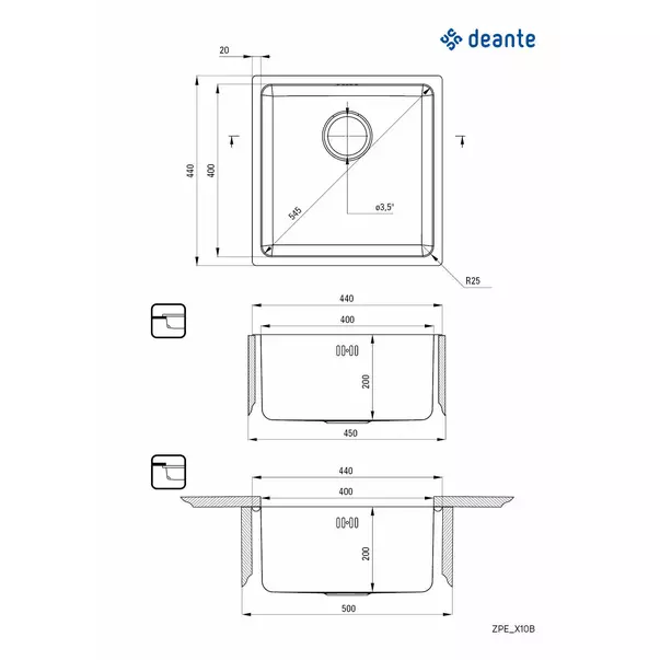 Chiuveta Deante Egeria inox satinat 44x44 cm [2]