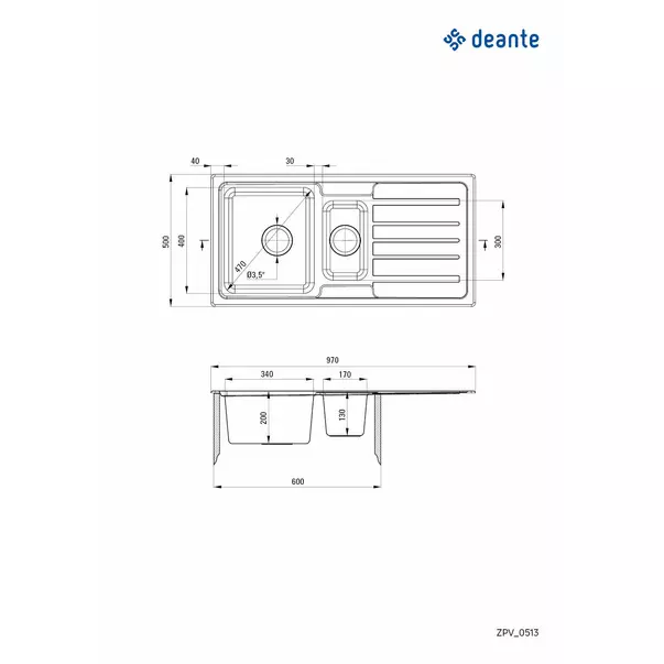 Chiuveta Deante Virgo inox satinat 2 cuve 97x50 cm [2]