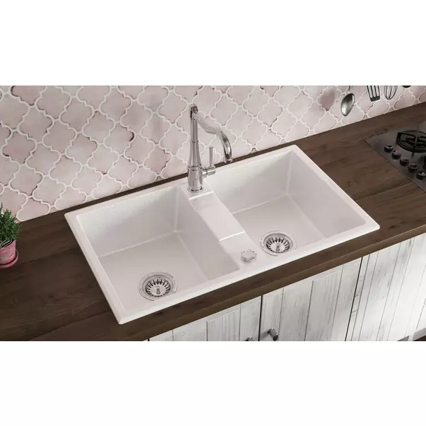 Chiuveta granit Deante Eridan 2 cuve 50x86 cm alb [4]