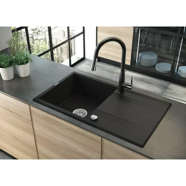 Chiuveta granit Deante Eridan 1 cuva cu picurator 50x86 cm grafit [2]