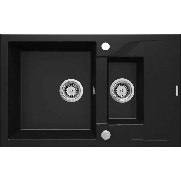 Chiuveta granit Deante Andante 2 cuve cu picurator 49x78 cm negru [1]