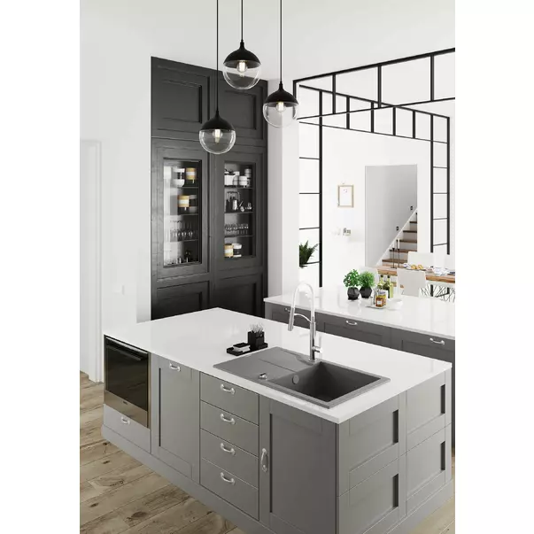 Chiuveta granit Deante Andante 1 cuva cu picurator 49x78 cm gri [3]