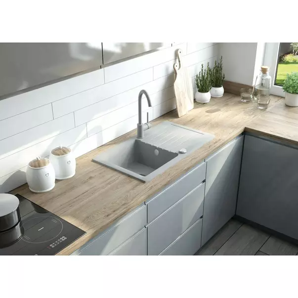 Chiuveta granit Deante Zorba 1 cuva cu picurator 44x76 cm gri [3]