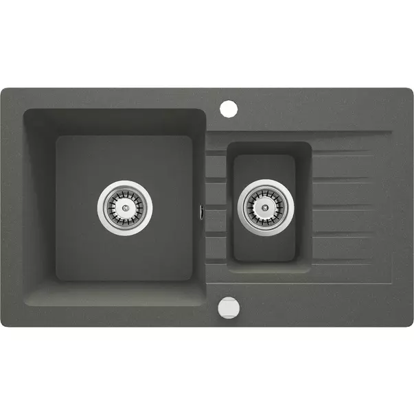 Chiuveta granit Deante Zorba 2 cuve cu picurator 44x76 cm antracit [1]